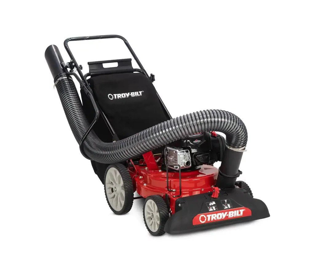 troy bilt 24 in. leaf vacuum head 1.5 in. chipping capacity gas powered chipper shredder vacuum with high rear wheels