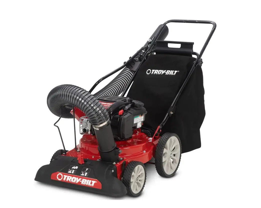 troy bilt 24 in. leaf vacuum head 1.5 in. chipping capacity gas powered chipper shredder vacuum with high rear wheels