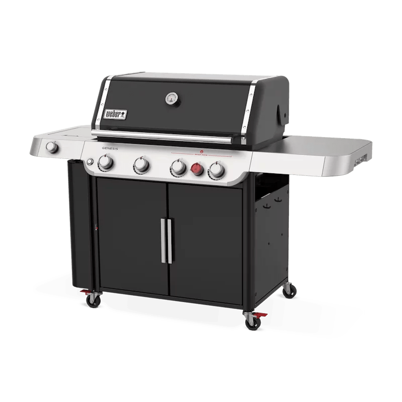 nexgrill 4 burner propane gas grill in black with side burner and stainless steel main lid