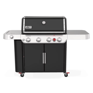 nexgrill 4 burner propane gas grill in black with side burner and stainless steel main lid