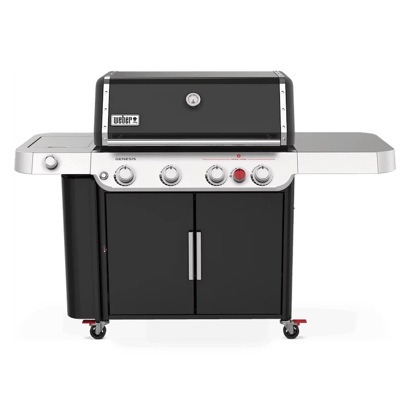 nexgrill 4 burner propane gas grill in black with side burner and stainless steel main lid