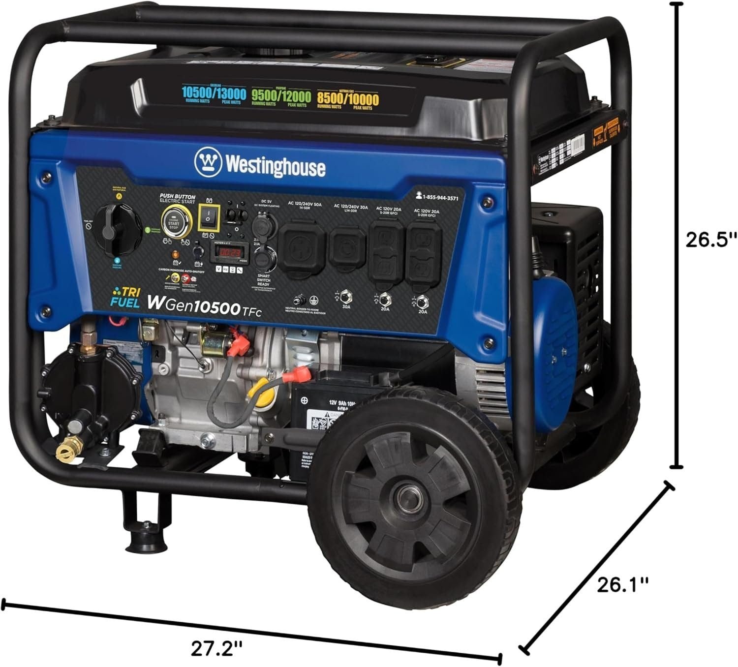 westinghouse 13,500 peak watt dual fuel portable generator