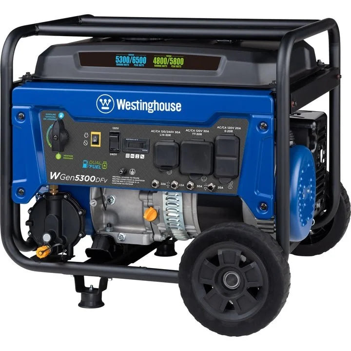 westinghouse wgen5300dfv dual fuel portable generators.