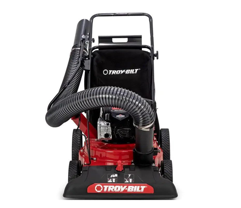troy bilt 24 in. leaf vacuum head 1.5 in. chipping capacity gas powered chipper shredder vacuum with high rear wheels