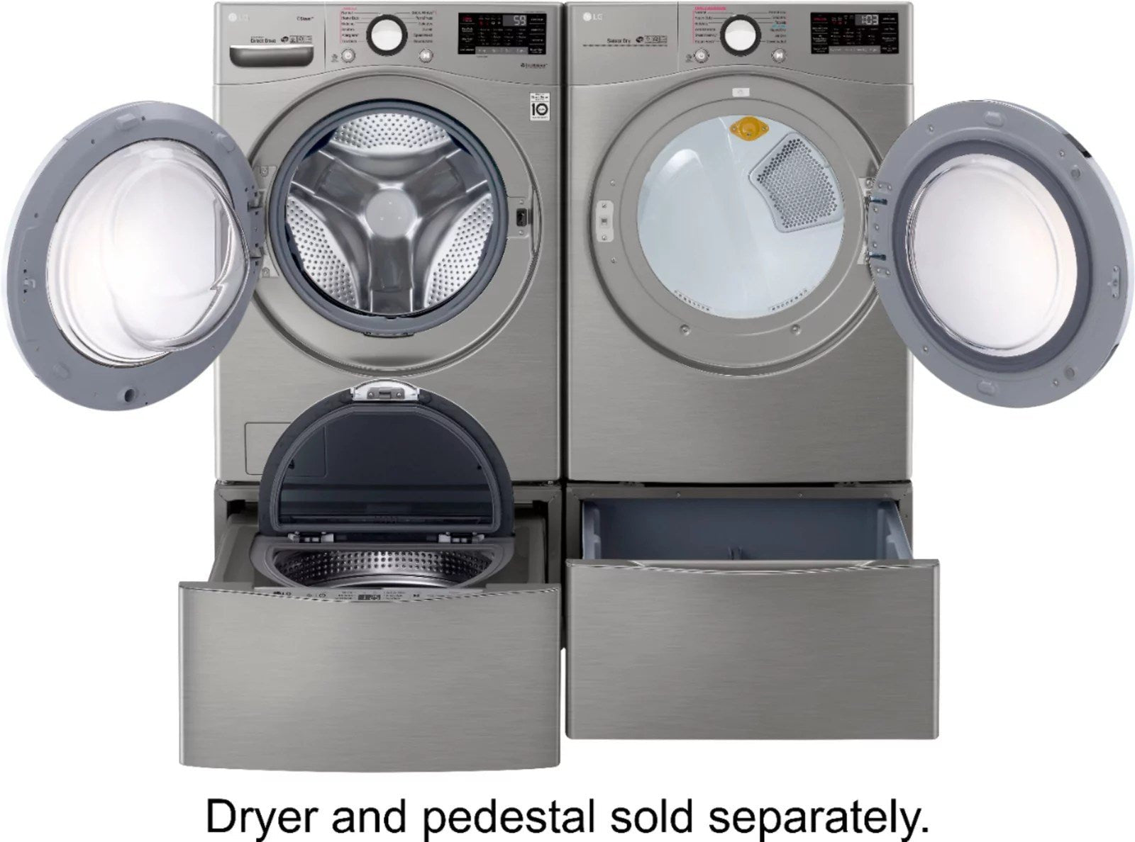 lg – 4.5 cu. ft. high efficiency stackable smart front load washer with steam and 6motion technology – graphite steel