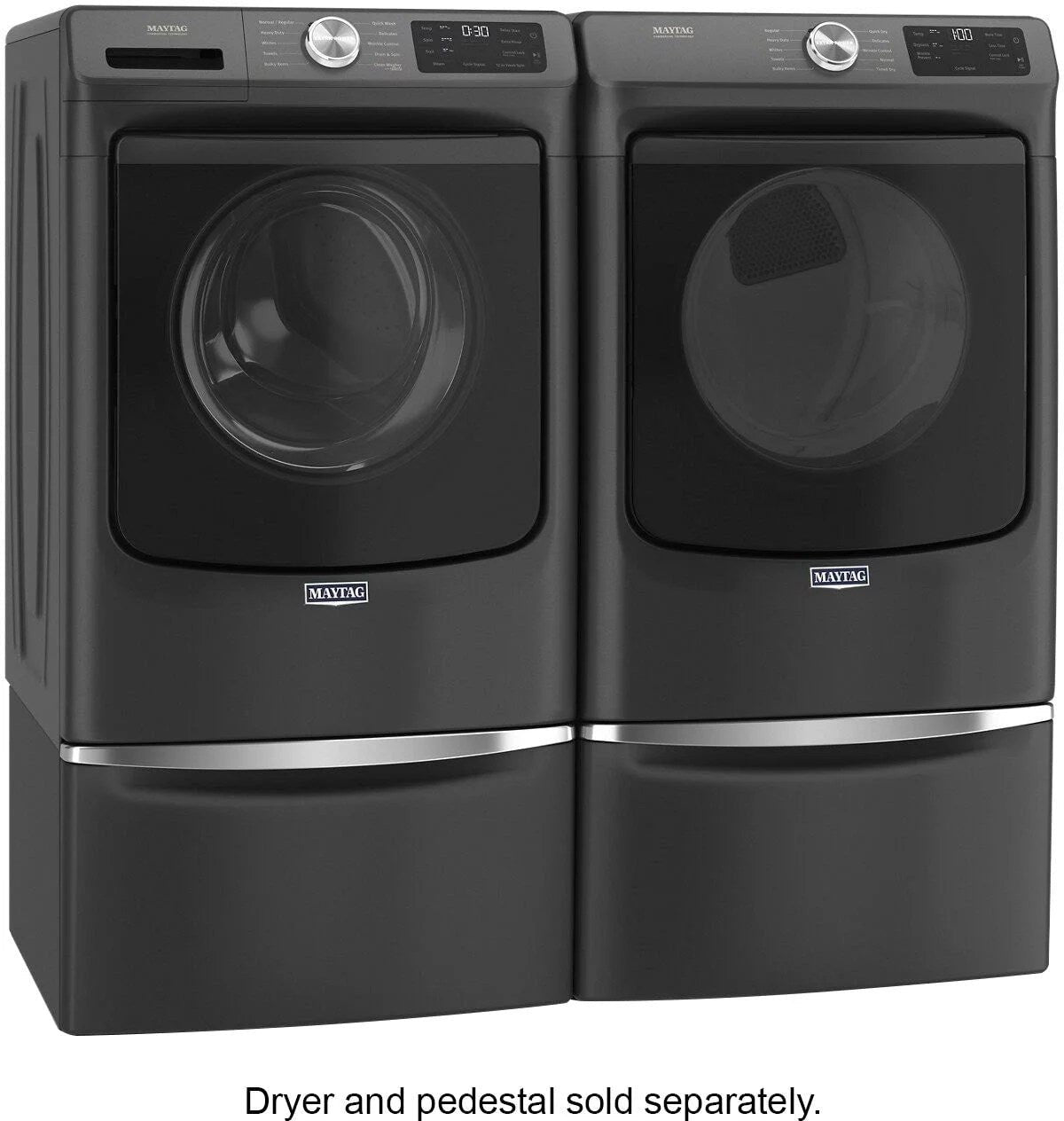 maytag – 4.5 cu. ft. high efficiency stackable front load washer with steam and extra power button – volcano black