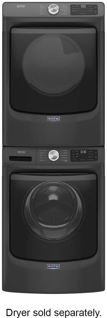 maytag – 4.5 cu. ft. high efficiency stackable front load washer with steam and extra power button – volcano black