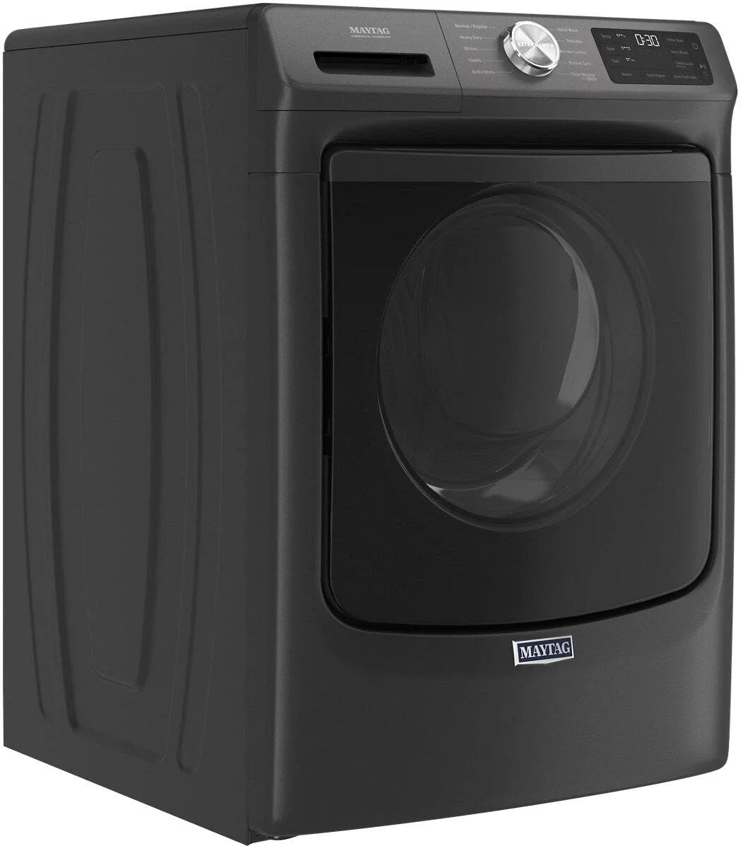 maytag – 4.5 cu. ft. high efficiency stackable front load washer with steam and extra power button – volcano black