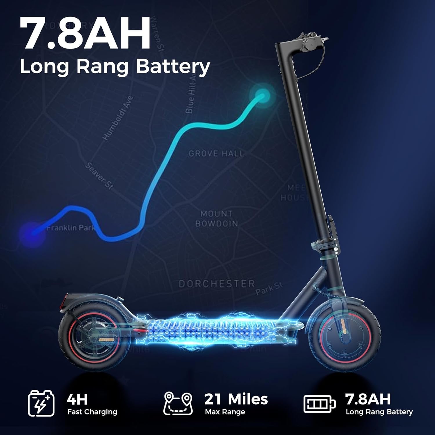 electric scooter for kids & teens, 500–1000w, 18–25 mph, 21–28 mile range