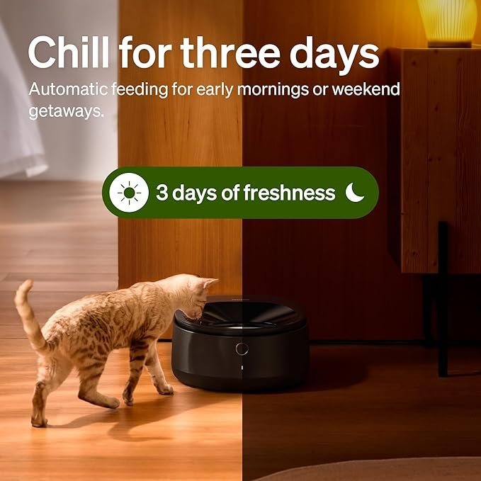 petlibro automatic cat feeder wet food with 2024 v1 version stainless steel bowl, refrigerated 3 fresh meals for 3 days, app controlled pet food dispenser, easy to clean