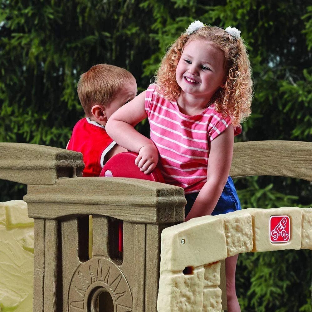 step2 naturally playful woodland climber ii with slide, green