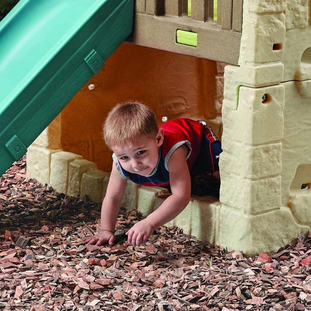 step2 naturally playful woodland climber ii with slide, green