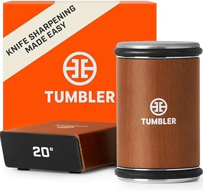 the original tumbler rolling knife sharpener™ – knife sharpening made easy – rolling knife sharpener tool for kitchen knives – knife sharpener kit offers 15 & 20 degree sharpening (wood)