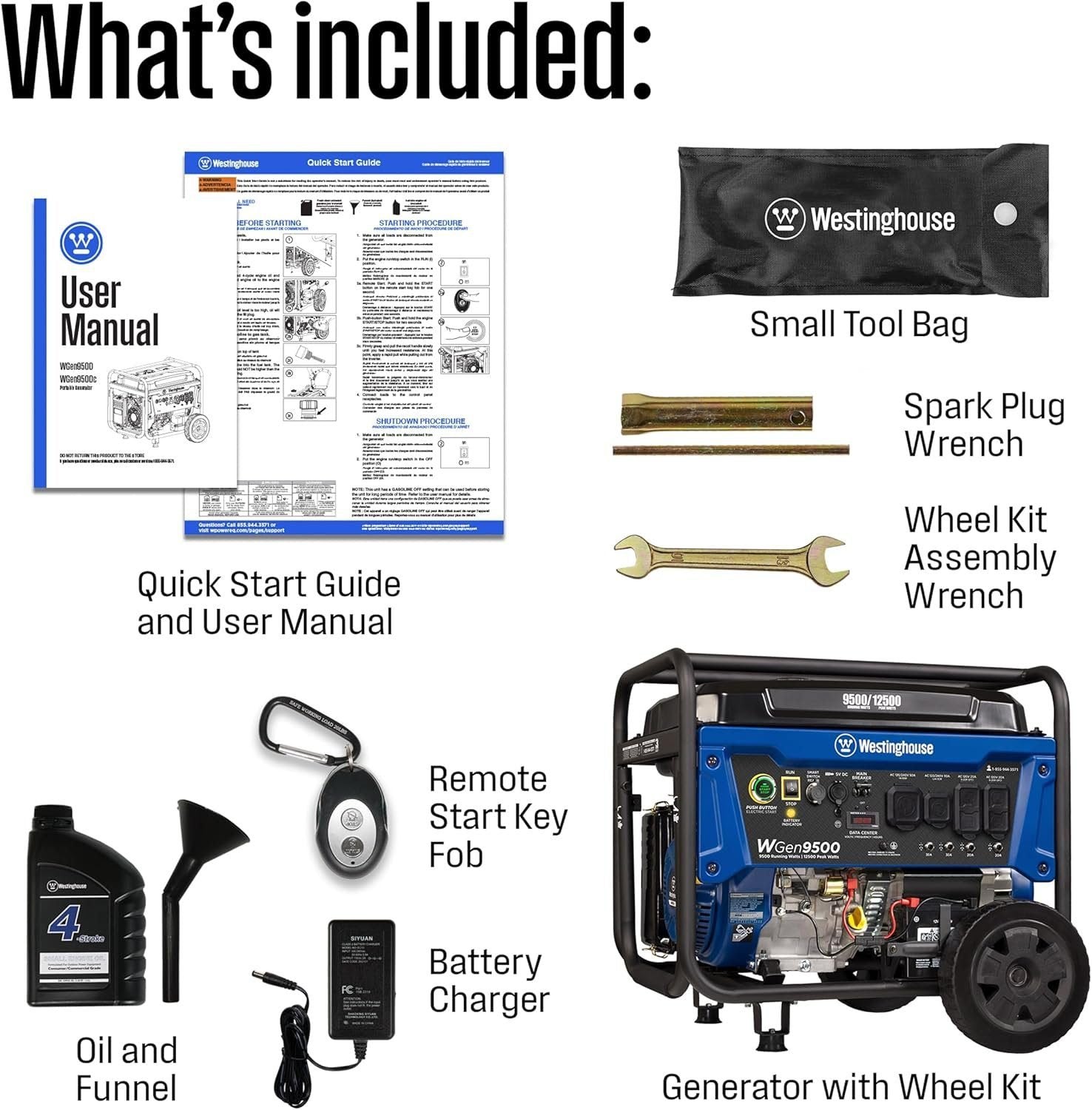 westinghouse 9500 peak watt home backup portable gas powered generator