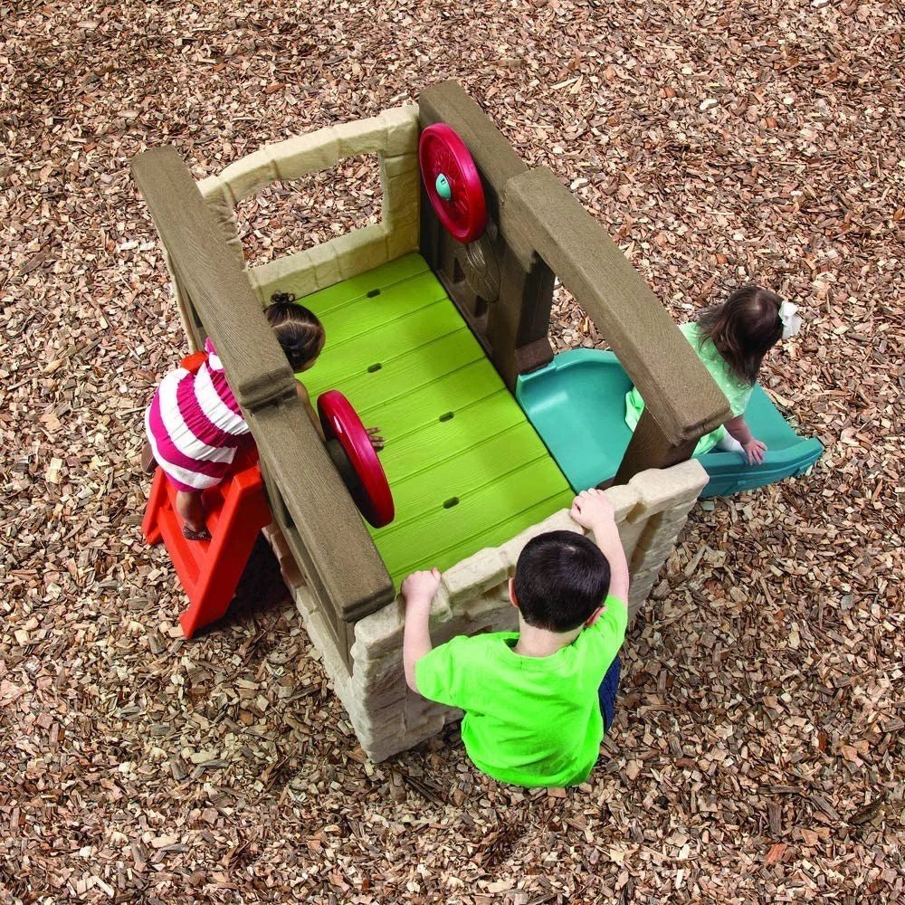 step2 naturally playful woodland climber ii with slide, green