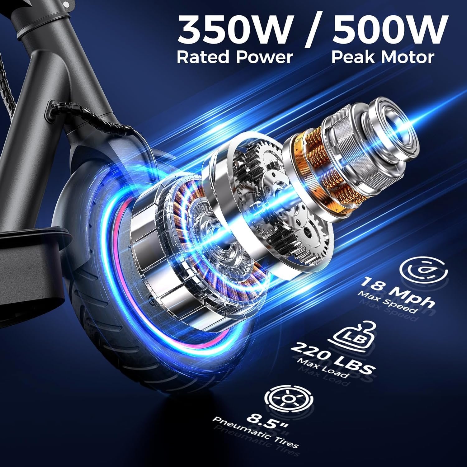 electric scooter for kids & teens, 500–1000w, 18–25 mph, 21–28 mile range