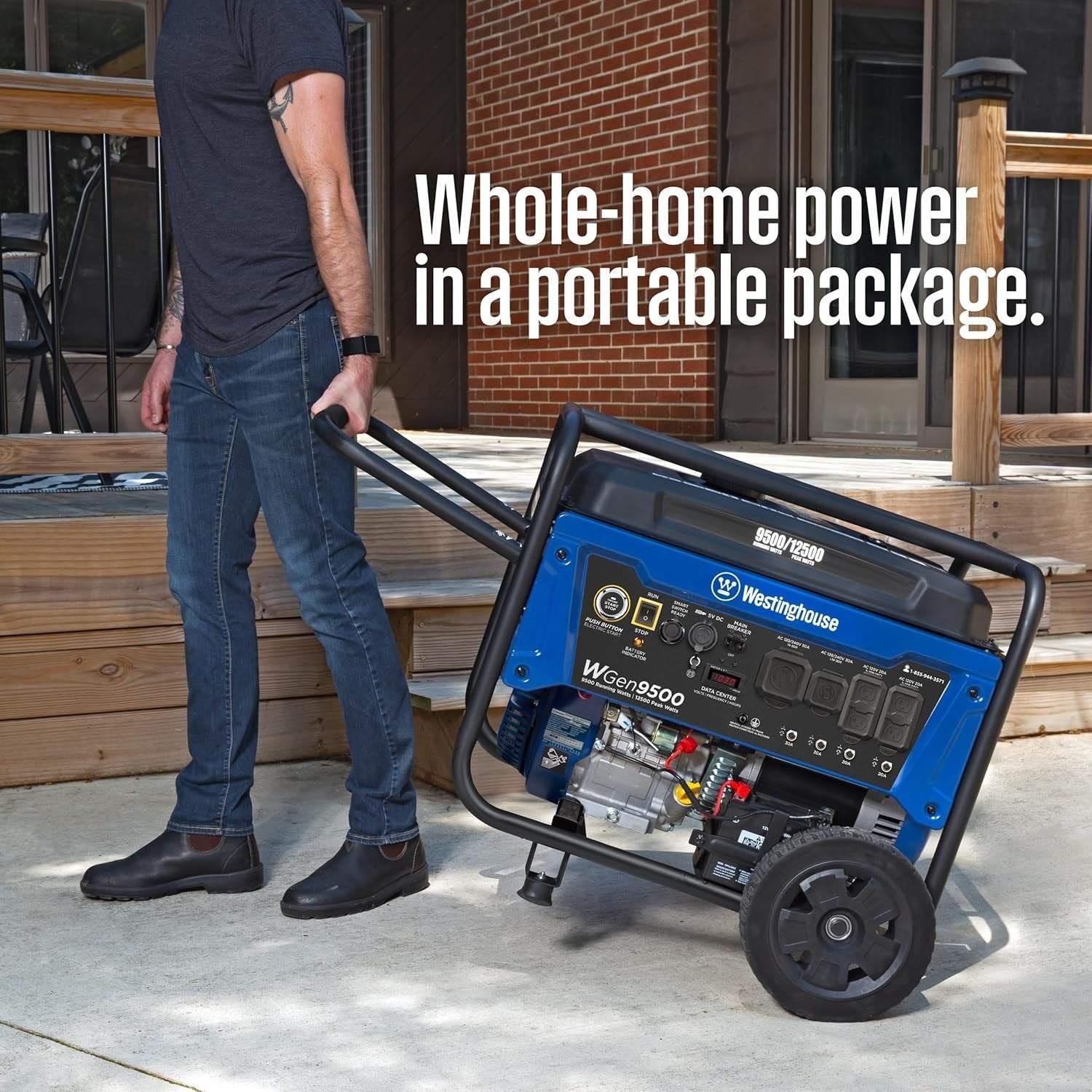 westinghouse 9500 peak watt home backup portable gas powered generator