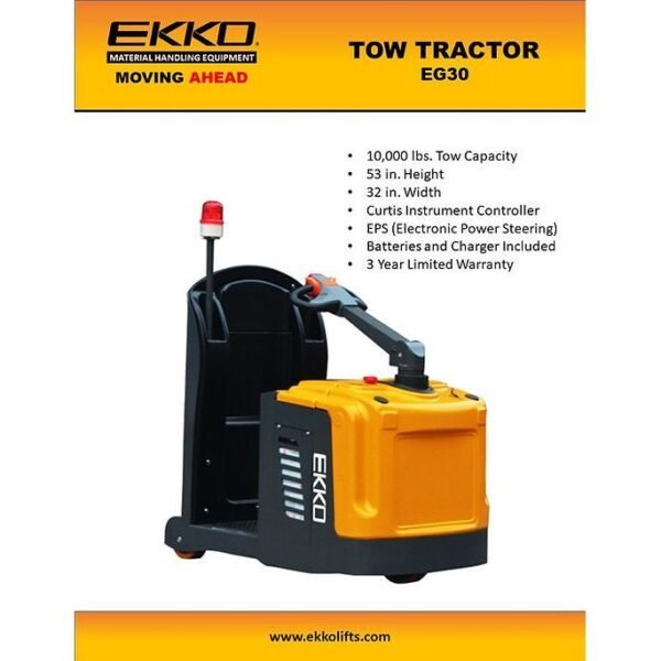 electric tow tractor | 10,000 lbs capacity | height 53” | ekko eg30