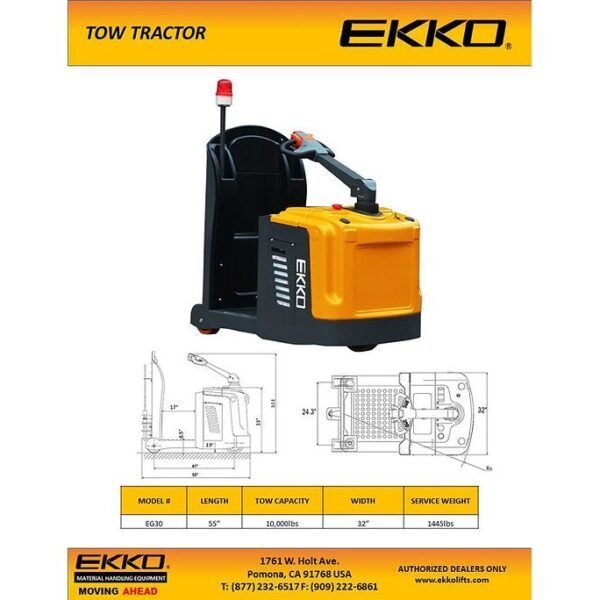 electric tow tractor | 10,000 lbs capacity | height 53” | ekko eg30