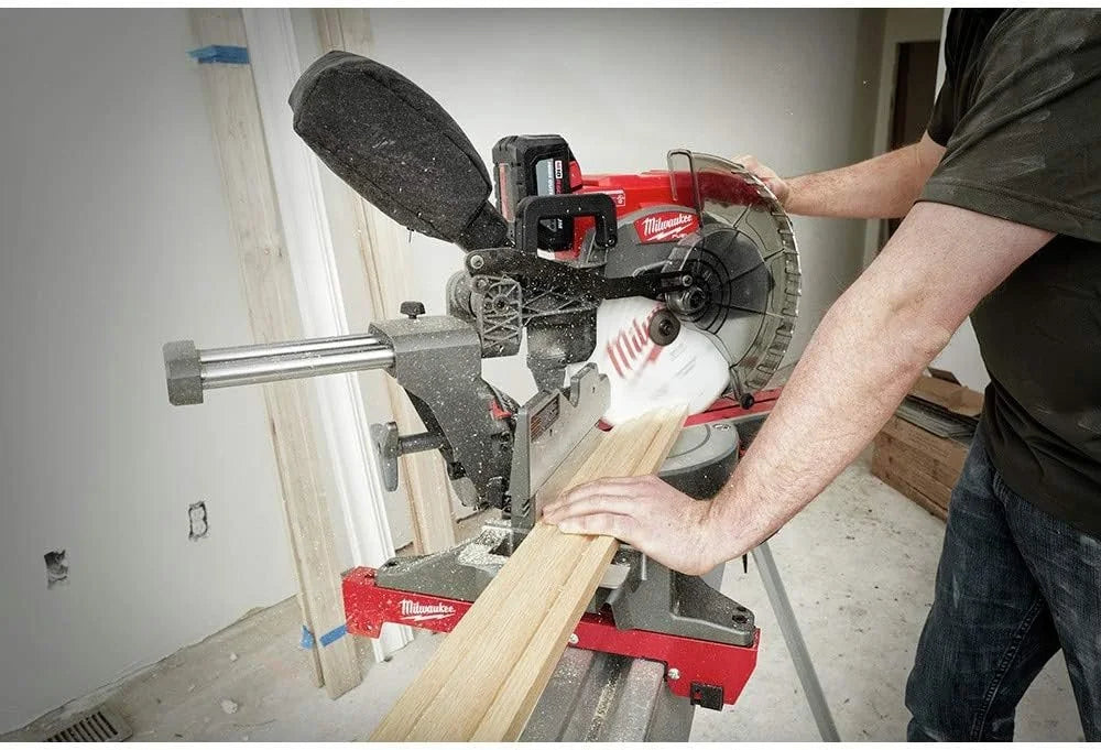 milwaukee 18v lithium ion brushless cordless 12 in. dual bevel sliding compound