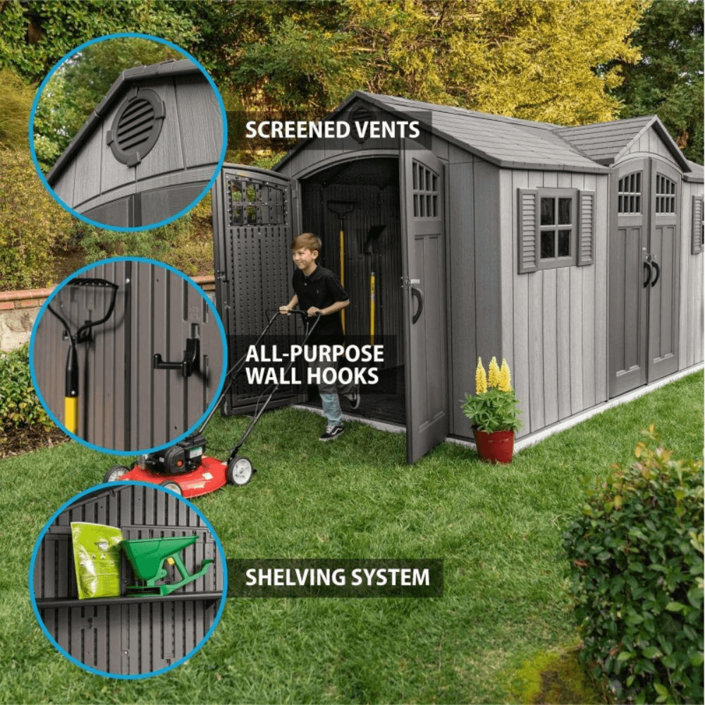 lifetime 15′ x 8′ rough cut backyard storage shed with floor (60318)