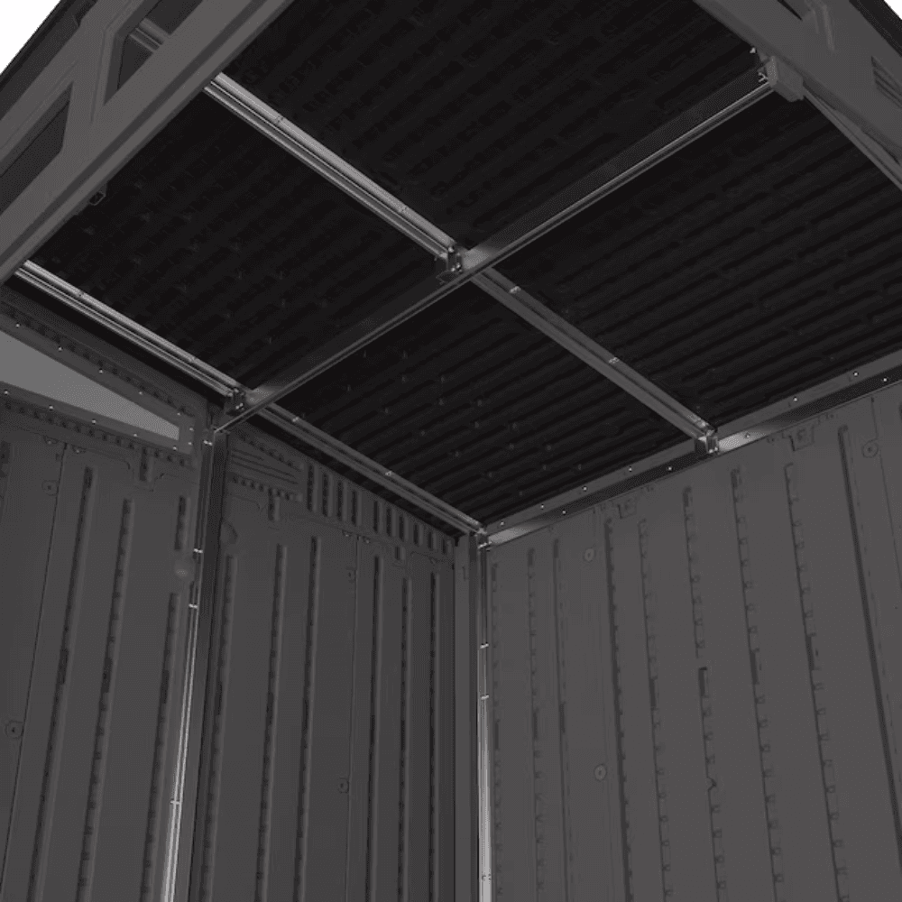 suncast 6 feet x 4 feet modernist lean to resin storage shed (floor included) in gray | bms6583t