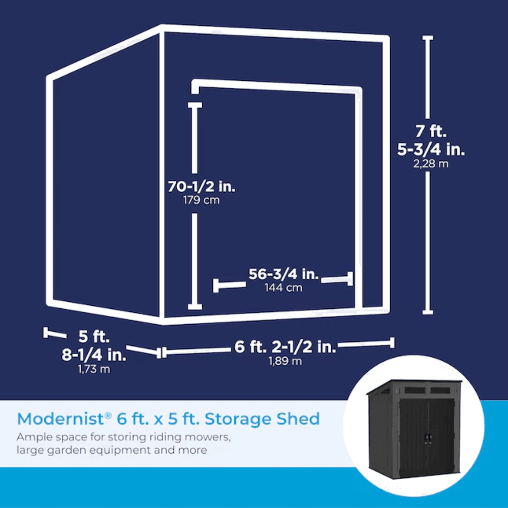 suncast 6 feet x 4 feet modernist lean to resin storage shed (floor included) in gray | bms6583t