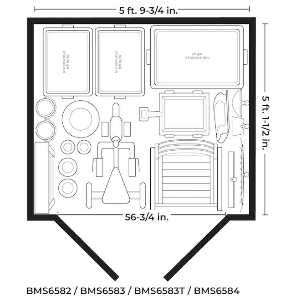 suncast 6 feet x 4 feet modernist lean to resin storage shed (floor included) in gray | bms6583t