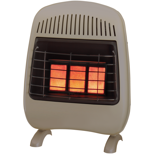 procom reconditioned dual fuel ventless infrared heater – 20,000 btu, t stat control – model# md3tpf r