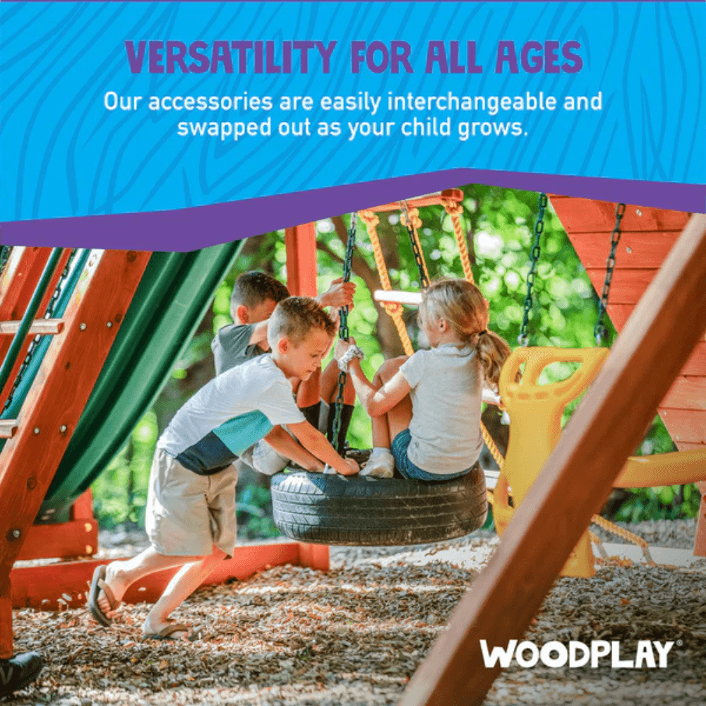 woodplay tiger tower combo a – premium wooden swing set for endless backyard fun