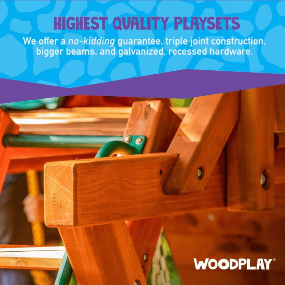 woodplay tiger tower combo a – premium wooden swing set for endless backyard fun
