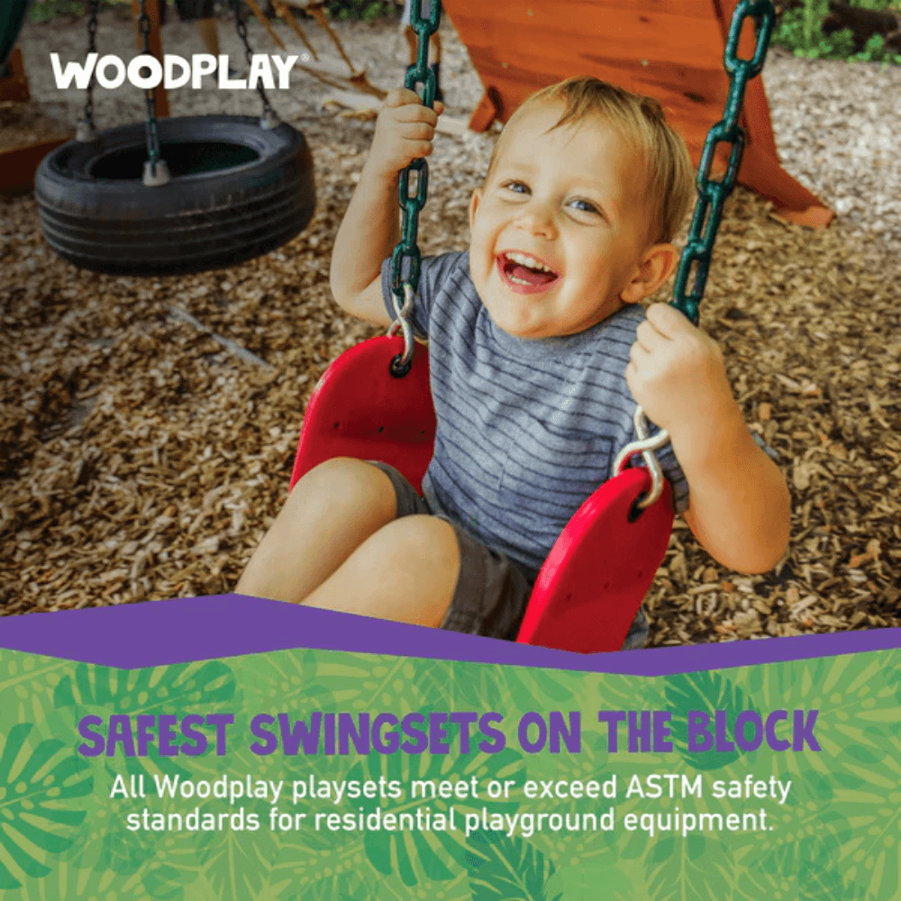 woodplay tiger tower combo a – premium wooden swing set for endless backyard fun