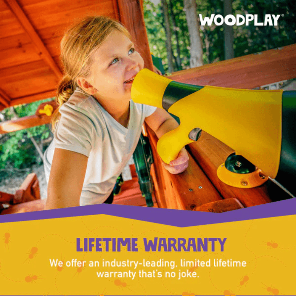 woodplay tiger tower combo a – premium wooden swing set for endless backyard fun