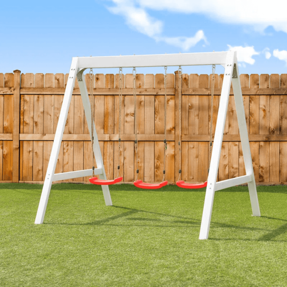 sports power vinyl covered wood swing set – classic & durable for outdoor fun