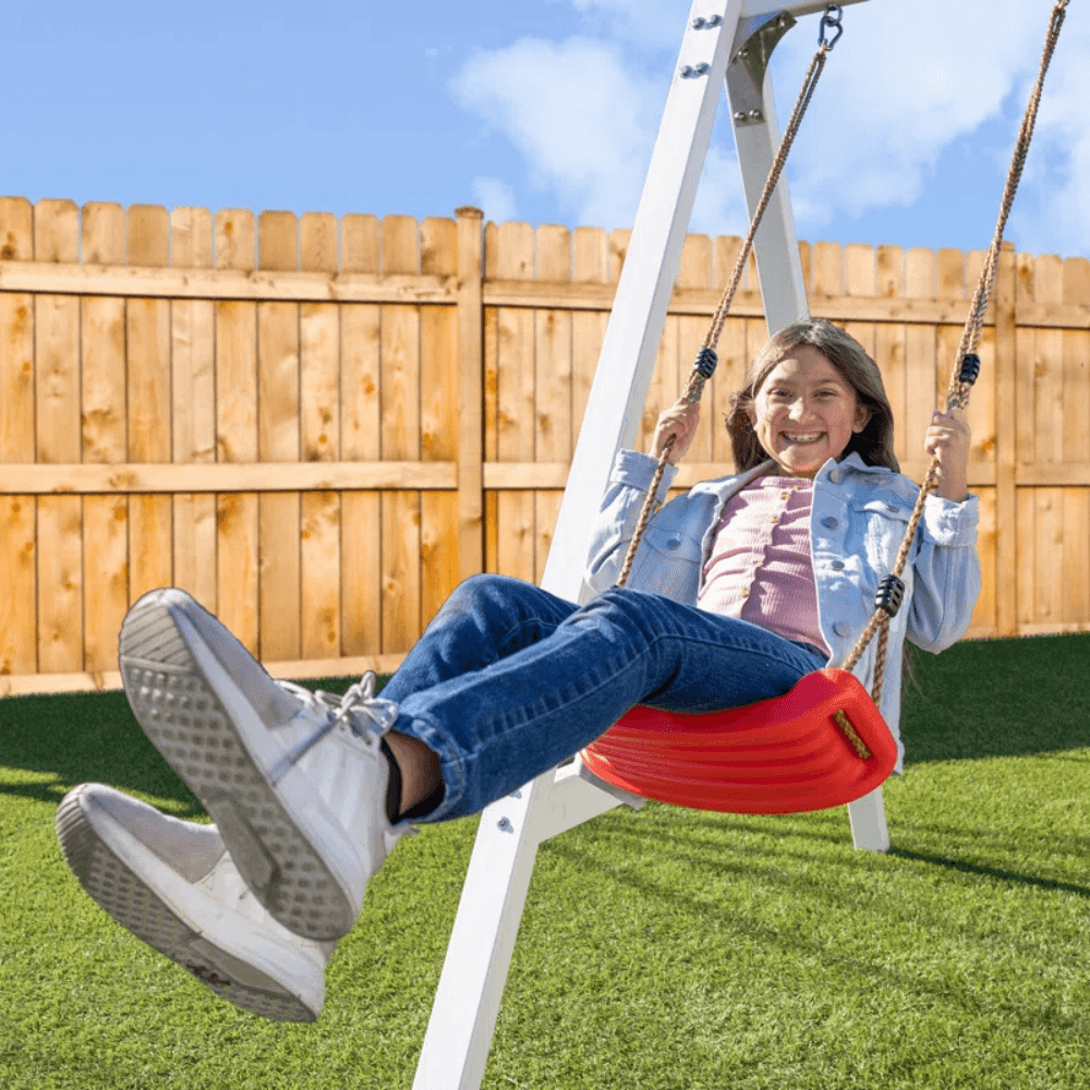 sports power vinyl covered wood swing set – classic & durable for outdoor fun