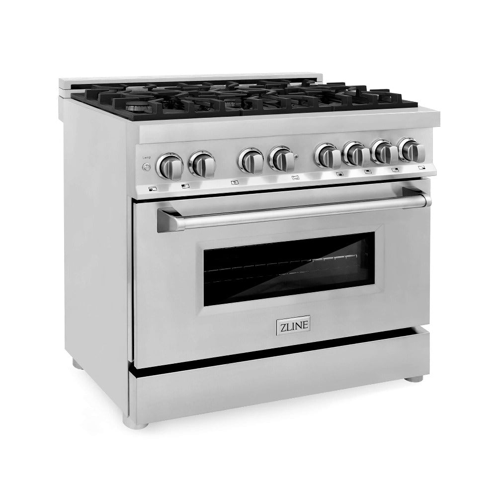 zline 36 in. professional dual fuel range – fingerprint resistant stainless steel