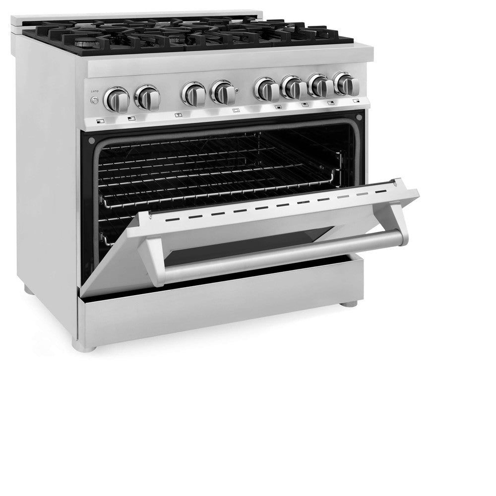 zline 36 in. professional dual fuel range – fingerprint resistant stainless steel