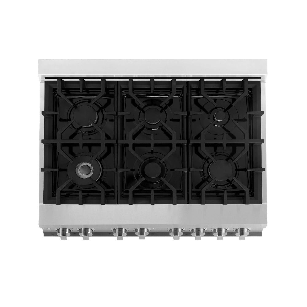 zline 36 in. professional dual fuel range – fingerprint resistant stainless steel