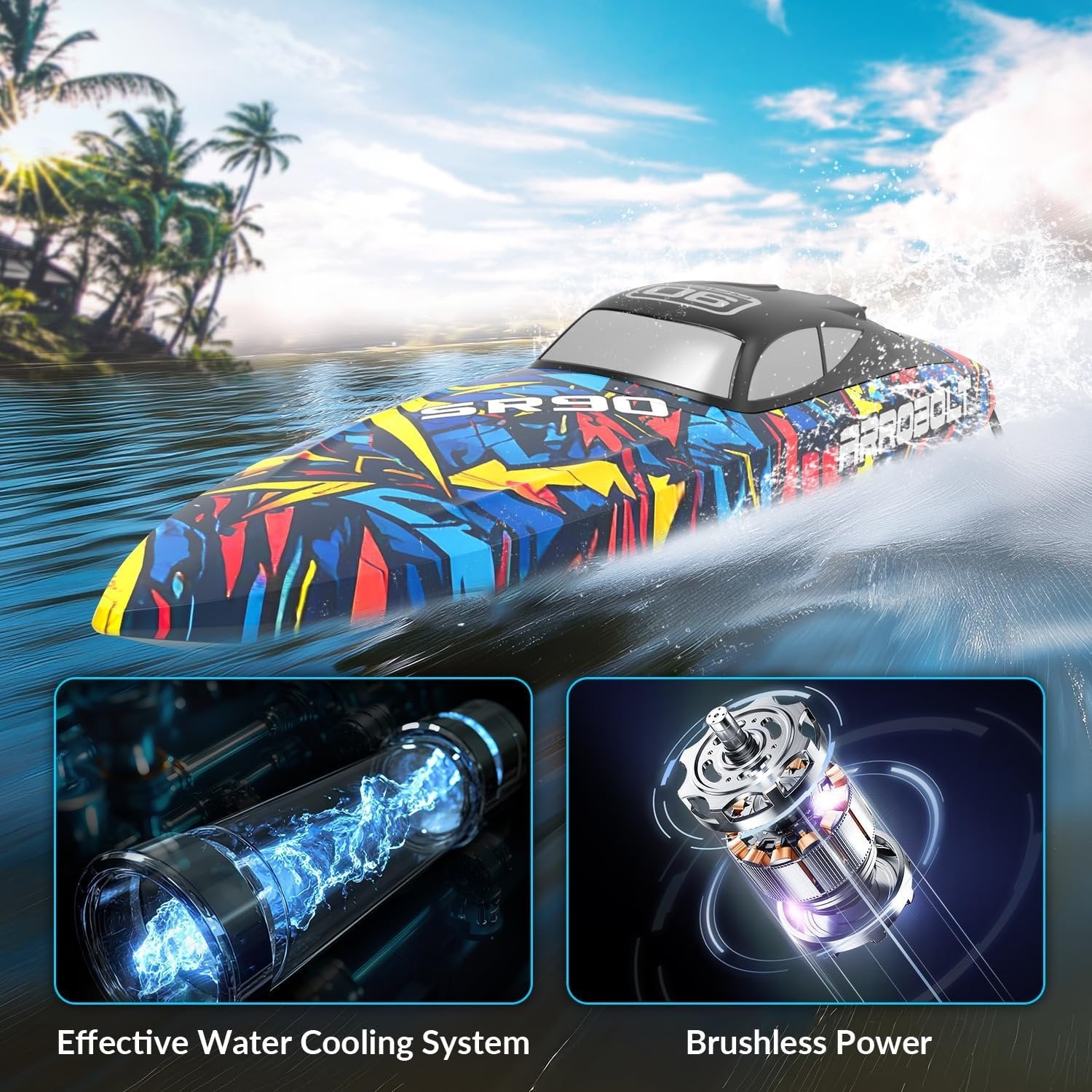 volantexrc brushless rc boat vector90, high speed remote control boat, remote control fast racing rc boat for adults