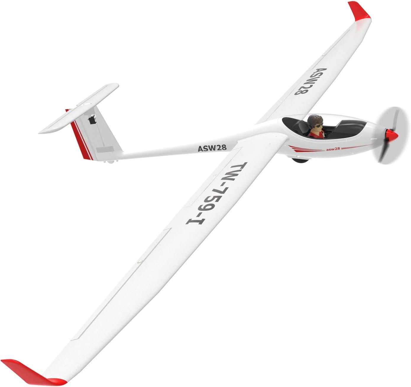 volantexrc rc glider airplane asw28 electric rc sailplane, 2.6 m wingspan & plastic unibody fuselage, brushless pnp version with brushless motor