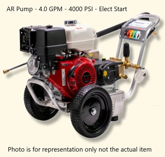 pressure pro eagle ii 4000 psi @ 4.0 gpm ar pump belt drive gas honda engine cold water pressure washer w/ electric starts